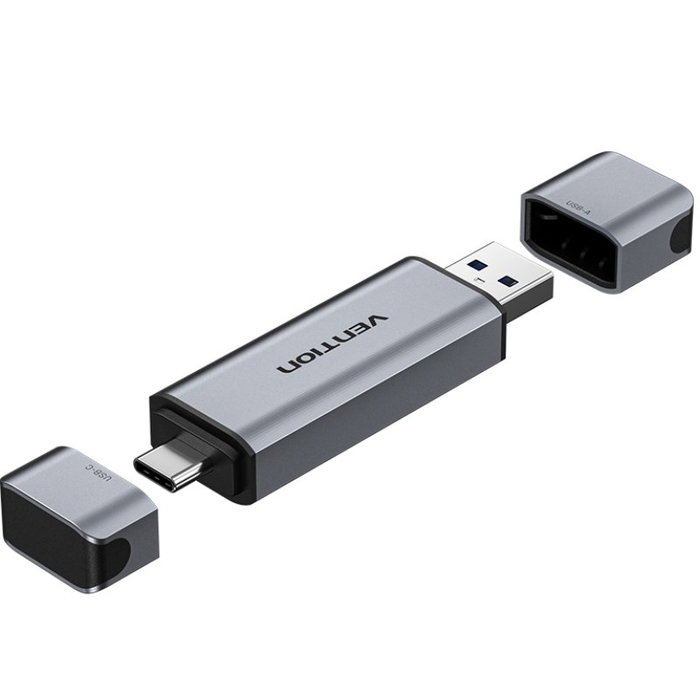 Vention CLLH0 Lector de Tarjetas 2-en-1 USB 3.0 USB Tipo-C Gris